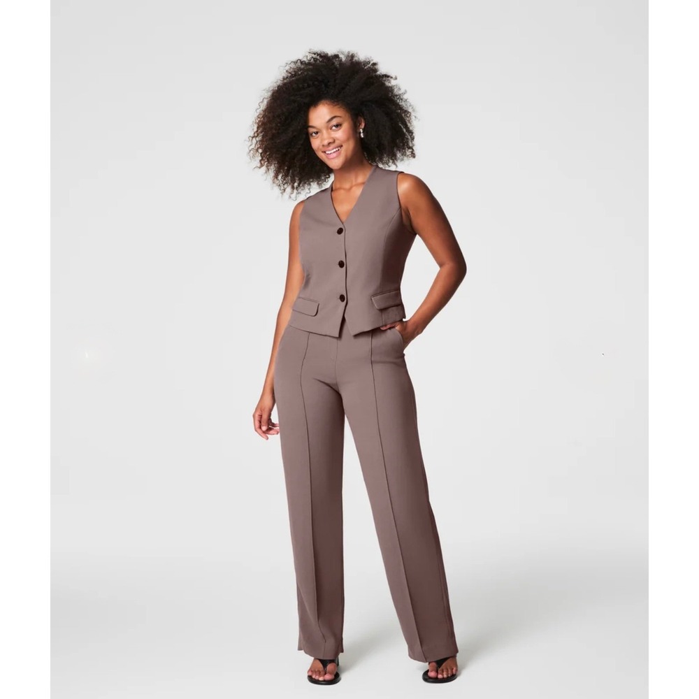 SPANX Wide Leg Crepe trousers  Pants Smoke color 3X TALL   NEW